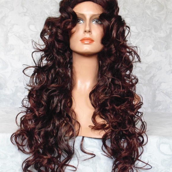 NEW Brown Long Layers of Soft Curls Skin Top Wig